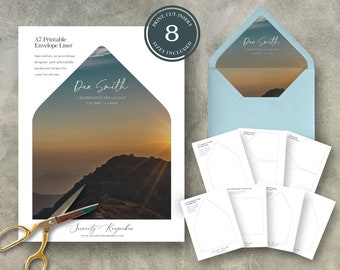 Envelope Liners Bundle | Mountain Glory | Canva Template | Celebration of Life | Stationary set |  Customizable Template | F32