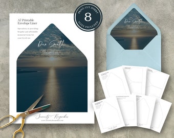 Pacchetto fodere per buste / Ocean Serenity / Modello Canva / Celebrazione della vita / Set stazionario / Modello personalizzabile / F35