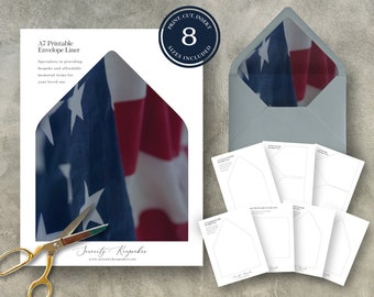 Envelope Liners Bundle | Homeland Tribute | Canva Template | Celebration of Life | Stationary set |  Customizable Template | F16