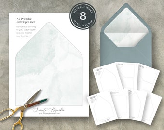 Envelope Liners Bundle | Minimal Grey Watercolor | Canva Template | Celebration of Life | Stationary set |  Customizable Template | F17