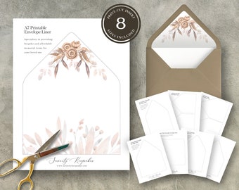 Envelope Liners Bundle | Whispering Umber | Canva Template | Celebration of Life | Stationary set |  Customizable Template | F11