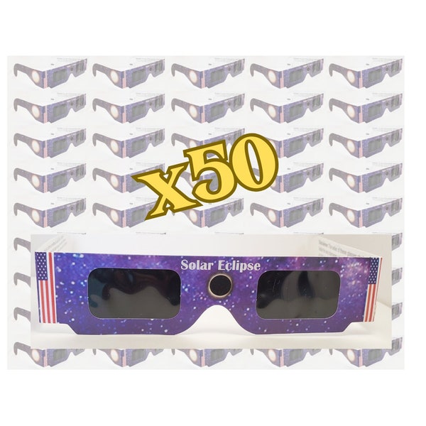 ISO Certified Solar Eclipse Glasses- Nasa Certified- 50 Pack