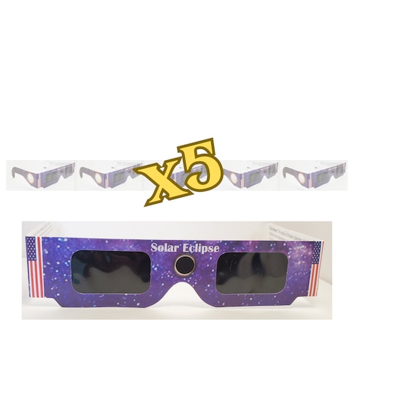 ISO Certified Solar Eclipse Glasses- Nasa Certified- 5 Pack