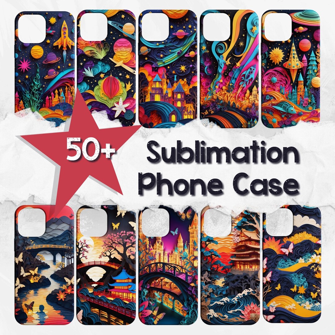 50 3D Colorful Sublimation Phone Case Bundle, Iphone, Samsung, Mega Bundle Templates for Custom