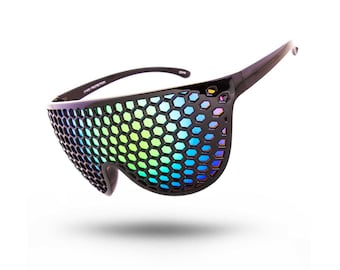 Honeycomb Pattern Oversize Colorful Unisex Sunglasses | Crazy Party Festival Rave Burner Sunglasses | Multiple Color Options