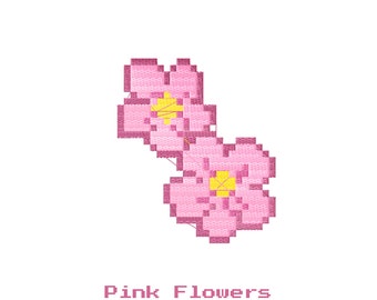 Pink Flowers Embroidery Design Files
