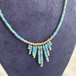 Beaded Necklace, Turquoise Beaded Necklace, Boho Necklace, Minimalist Necklace, Gold Beaded Necklace, Minimalist Necklace, Summer Necklace