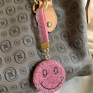 Bag Charm, Keychain, Pink Smiley Keychain, Shiny Keychain, Pink Smiley Charm, Shiny Charm, Big Charm, Gifts For Birthday, Gifts For Her