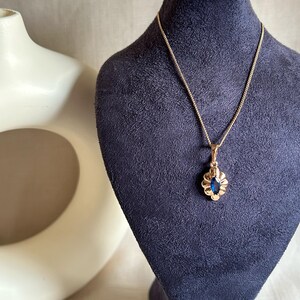 Gold Tiny Necklace, Dainty Necklace, Gold Blue Flower Pendant Necklace, Pendant Necklace, Perfect Everyday Necklace, Petite Necklace