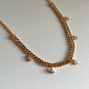 Chain Gold Necklace Marquise Diamond, Chain Necklace, Gold Necklace, Trendy Necklace, Marquise Necklace, Dainty Necklace, Gift For Her