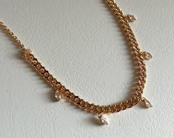Chain Gold Necklace Marquise Diamond, Chain Necklace, Gold Necklace, Trendy Necklace, Marquise Necklace, Dainty Necklace, Gift For Her