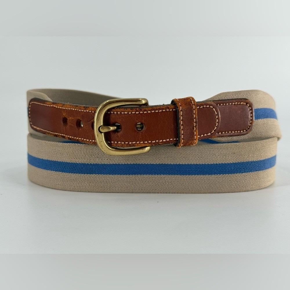 Dooney And Bourke Women Navy and Tan Striped Canvas Belt with Brown Leather Trim Dooney & Bourke Leather Brown Belts for Women for sale | eBay main image 4