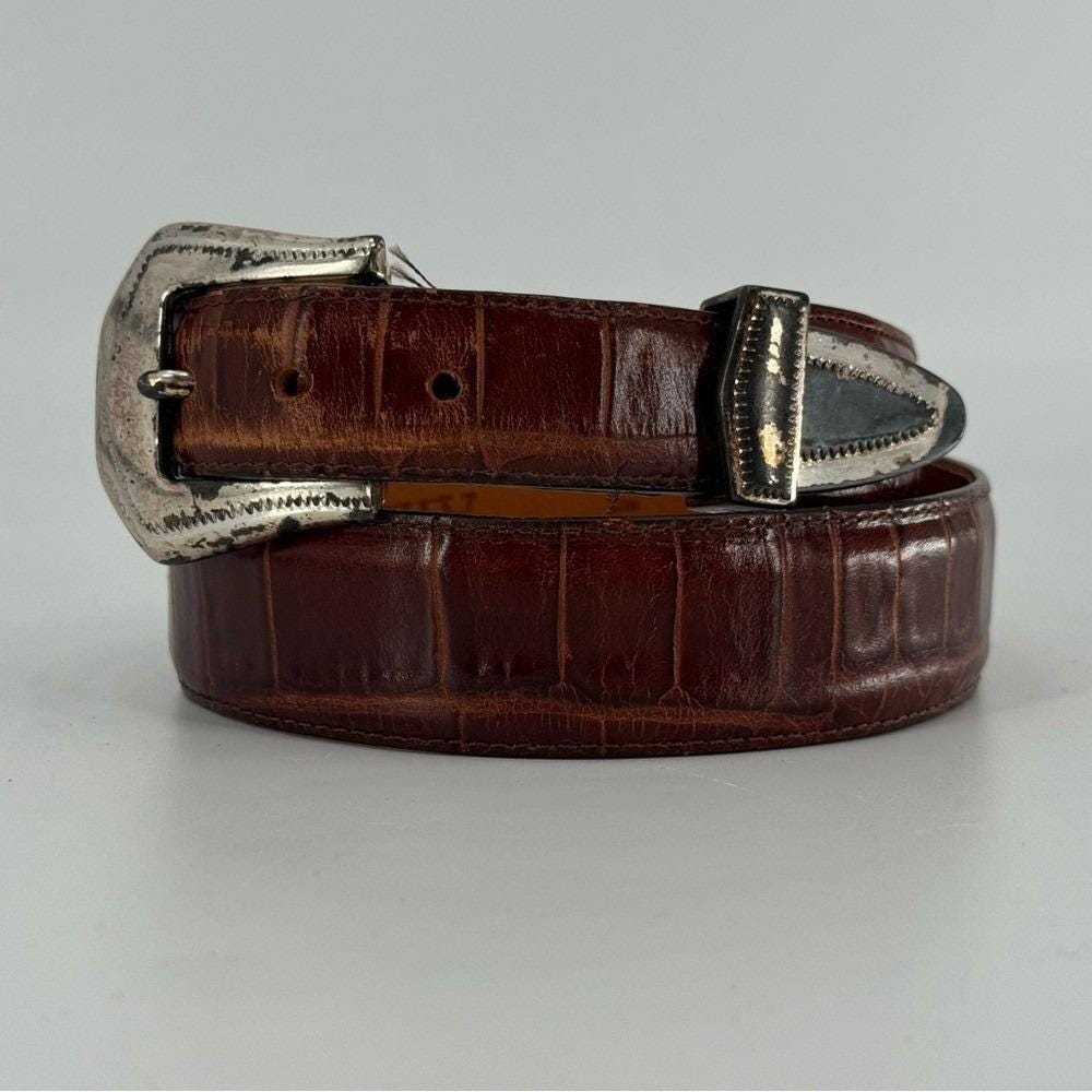 Ann Taylor Vintage Croc Embossed Leather Belt M - Etsy display picture 3