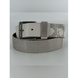 Joe's Jeans White Leather Studded Belt 36 / L image 1