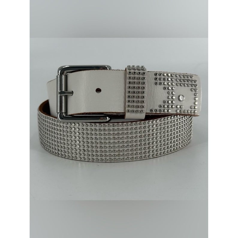 Joe's Jeans White Leather Studded Belt 36 / L image 1
