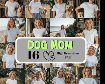 Dog Mom Mockups, White bella canvas Mockups, Photos with Dogs Mockups,