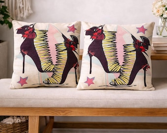 High Heel Shoe Pillow Covers, Set of 2, Modern Accent Pillows