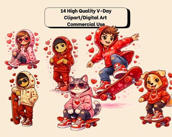 Valentine Clipart Bundle | Heart Hoodie PNG Stickers (Digital Download)