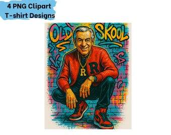 Retro Hip Hop Graffiti Clipart Bundle: Urban Art PNG (Digital Download) T-Shirt Design