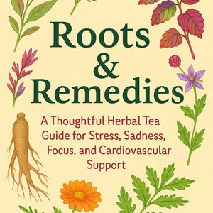 Roots & Remedies: A Herbal Tea Recipe Guide for Stress, Sadness, Focus ,Heart Support | Digital Herbal eBook