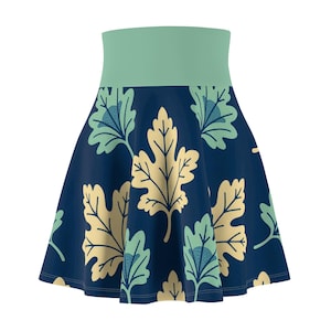 Leafy Print Women&#39;s Skater Skirt, Vintage Floral Skirt, Casual Summer Skirt, AOP Fashion, Spring Fashion, Outdoor Wear