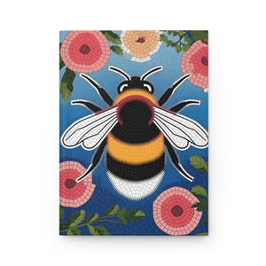 Floral Bee Hardcover Journal - Inspirujące pisanie, prezent dla miłośników natury, kreatywny notatnik, dziennik artystyczny, ekologiczne artykuły piśmiennicze