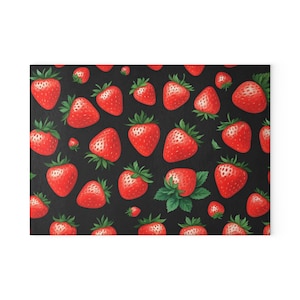 Strawberry Design Glass Cutting Board, Perfect Kitchen Gift, Home Decor, Cooking Accessory, Housewarming Present, Functional Art