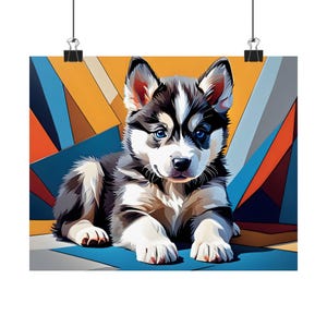 Cute Husky Matte Poster, Pet Art Print, Dog Lover Decor, Animal Wall Art, Gift for Animal Lovers, Puppy Art Print