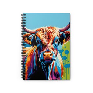 Spiralblock - Highland Kuh Pop Art, Lineal, Niedliches Kuh Notizbuch, Tier Liebhaber Geschenk, Bauernhaus Briefpapier, Buntes Kuh Tagebuch