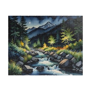 Puzzle, Abstract Mountain Night Scene Painting Jigsaw, 110-Piece, 252-Piece, 520-Piece, 1014-Piece, Wall Art Decor, Relaxation Activity,