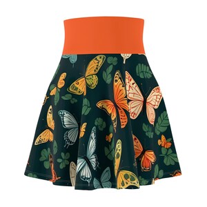 Vibrant Butterfly Women&#39;s Skater Skirt, Cute Summer Outfit, Festival Wear, Casual Everyday Skirt, Eco-Friendly Fashion