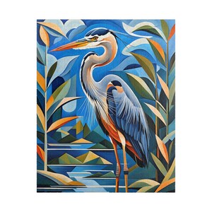 Puzzle, tableau grand héron - jeu de casse-tête relaxant, activité de pleine conscience, cadeau pour amoureux de la faune, décoration d&#39;intérieur, cadeau d&#39;anniversaire