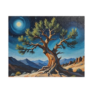 Puzzle, Abstract Painting of a Bristlecone Pine at Night, Jigsaw Game for Adults and Kids, Home Activity, Stress Relief, Wall Art Decor,