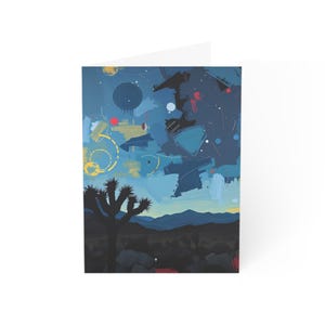 Set di biglietti d'auguri con notte stellata, biglietti artistici vuoti per tutte le occasioni, cancelleria unica, regalo per gli amanti dell'arte, parco nazionale di Joshua Tree