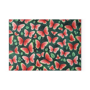 Butterfly & Watermelon Glass Cutting Board | Chic Kitchen Decor, Housewarming Gift, Summer BBQ Essential, Unique Kitchen Art, Butterfly