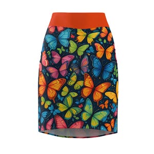 Butterfly Women&#39;s Skirt, Colorful Insect Pattern, Summer Fashion, Floral Printed Clothes, Nature Inspired Apparel