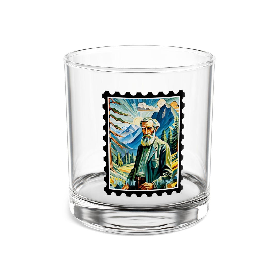 Stamp Rocks Glass Design John Muir Stamp Art Rocks Glass, Mountain Enthusiast Gift, Wilderness ...