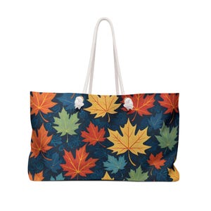 Bolsa de fin de semana con estampado de hojas: bolso de viaje minimalista, bolso de mano botánico