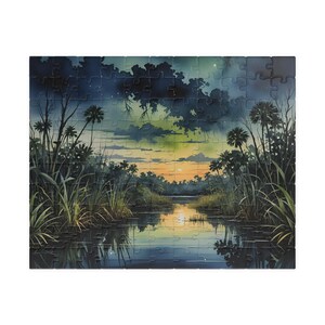 Puzzle, Everglades at Night Painting, Jigsaw, 110, 252, 520, 1014-Piece, Fun Activity, Wildlife Scene, Relaxing Hobby, Unique Gift, Home