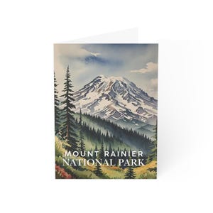 Ensemble de cartes postales - Cartes de voeux aquarelles Mount Rainier, lot de 10 articles de papeterie, cadeau pour amoureux de la nature, impressions de paysages peints à la main, Pacifique