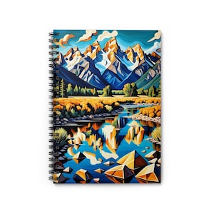 Grand Teton National Park Spiralblock - Linoldruck, Natur Geschenk, Abenteuer Tagebuch, Schreibwaren