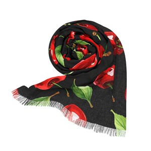 Cherry Blossom Light Scarf - Cute Summer Accessory, Perfect Gift for Fruit Lovers, Cherry Print Scarf, Summer Style