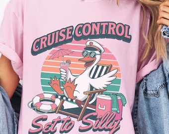 Funny Goose Cruise Tshirt Comfort Colors, Funny Cruise Shirt, Colorful Cruise Tees for Family, Cruise Life Shirts, Cruise Control T-Shirt