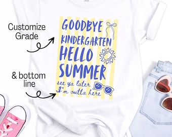 Camiseta para niños de último día de clases en kínder, camiseta juvenil de despedida de quinto grado para el último día de clases en primaria, camiseta de primer grado