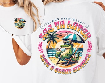 Camiseta divertida para el último día de clases de Comfort Colors: ¡Hasta luego, Gator! Camiseta para el profesor: Fin de clases. Camiseta para el profesor: Vacaciones de verano.