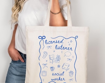 Bolso de mano personalizado con licencia para trabajador social escolar, regalo para consejero escolar, regalo para psicólogo de graduación, regalo de agradecimiento.