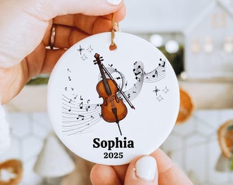 Personalized Cello Ornament, Custom Musician Gift for Cellist, Cello Christmas Ornament, Classical Music Orchestra Gift, Cello Player Gift