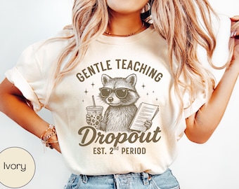 Funny Teacher Shirt Comfort Colors, Raccoon Teacher Tshirt, Vintage Feral Raccoon Tee, Feral Teacher Shirt, Back to School Tee Fourth Grade