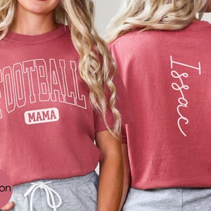 Custom Football Mom Tshirt Comfort Colors, Personalized Football Mama Shirt with Name on Back, Mom Game Day Tee Sports Mom Gift for Team Mom bild 4