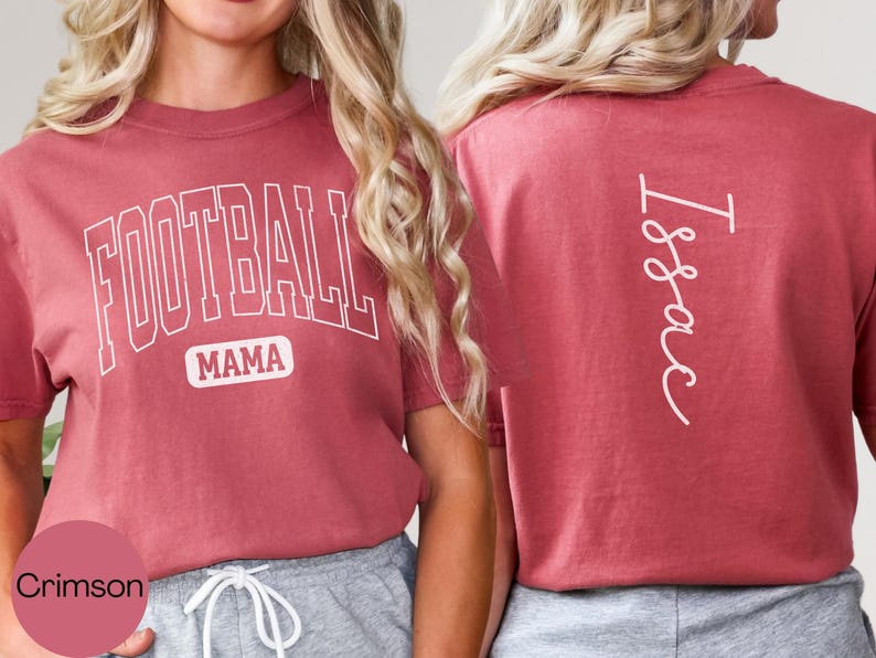 Custom Football Mom Tshirt Comfort Colors, Personalized Football Mama Shirt with Name on Back, Mom Game Day Tee Sports Mom Gift for Team Mom bild 4